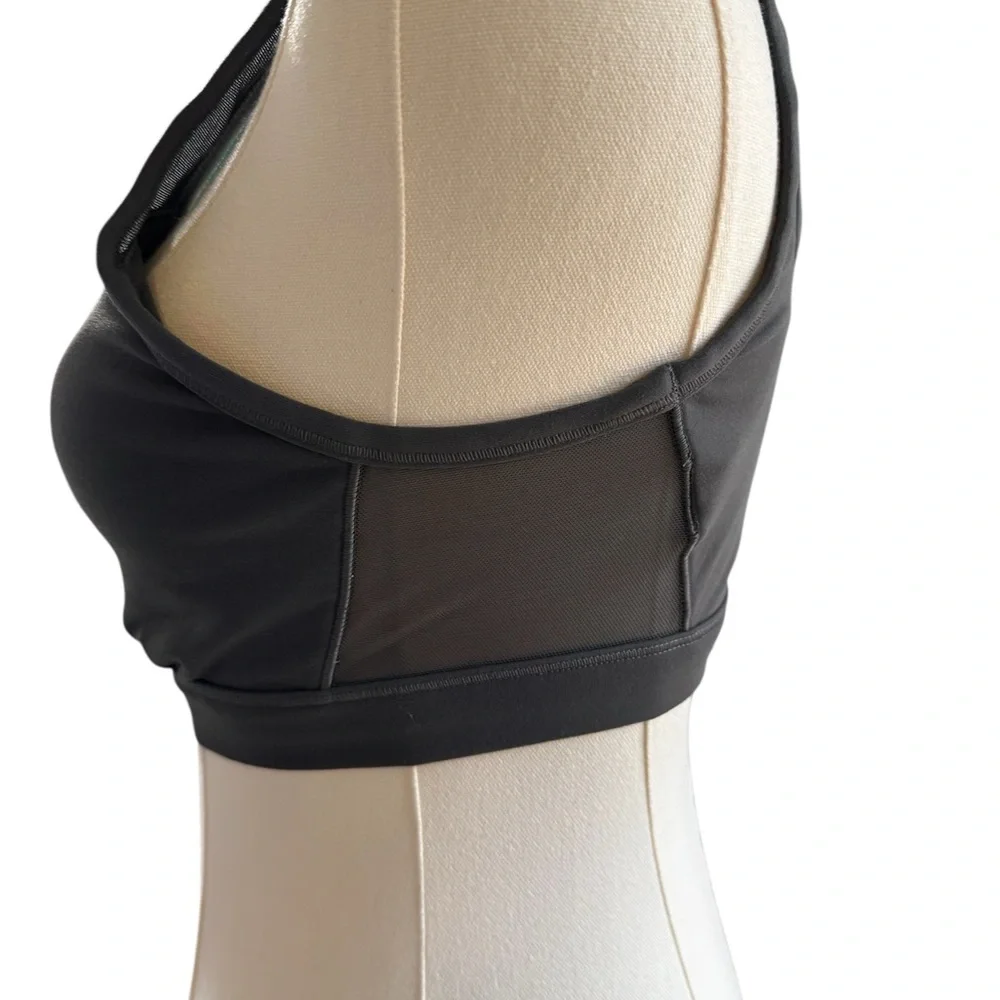 Aerie Chill Play Love Gray‎ Front Zip Up Sports Bra SZ MED
